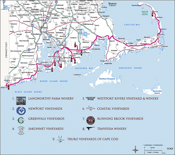 Wineries of The Coastal Wine Trail of Southeastern New England