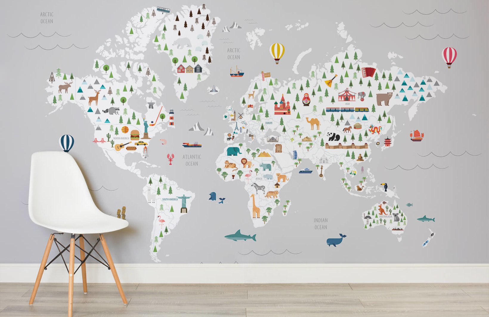 Mural World Map Wallpaper