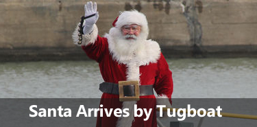 Santa Arrives by Tugboat & Mystic Lighted Boat Parade