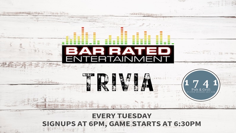 BaR Rated Trivia at 1741 Pub & Grill