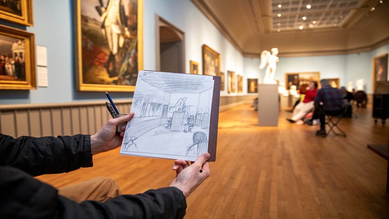 Sketching in the Galleries at Yale University Art Gallery