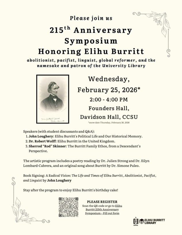 Elihu Burritt 215th Anniversary Symposium at Central Connecticut State University