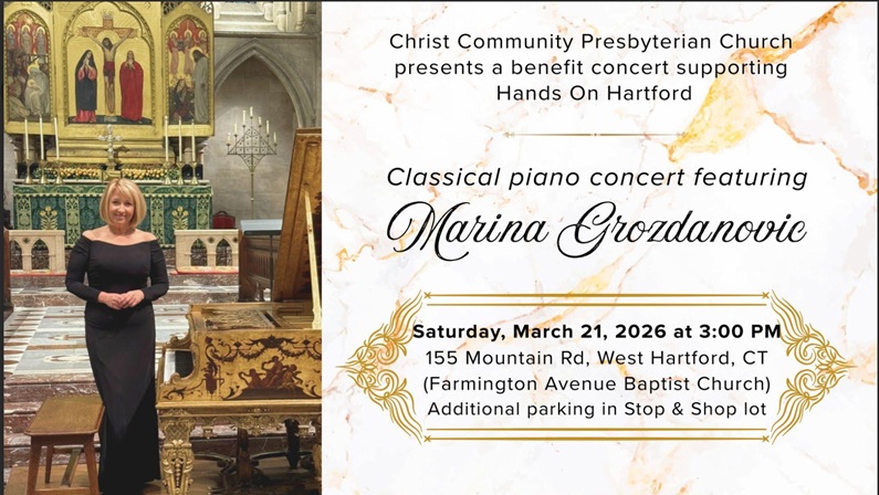Piano Recital to Benefit Hands On Hartford at Farmington Avenue Baptist Church of West Hartford