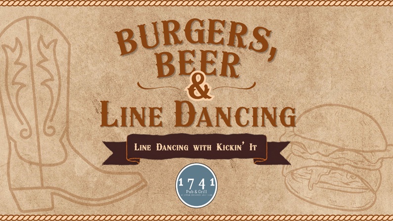 Burgers, Beer & Line Dancing: Line Dancing Under the Tent at 1741 Pub & Grill