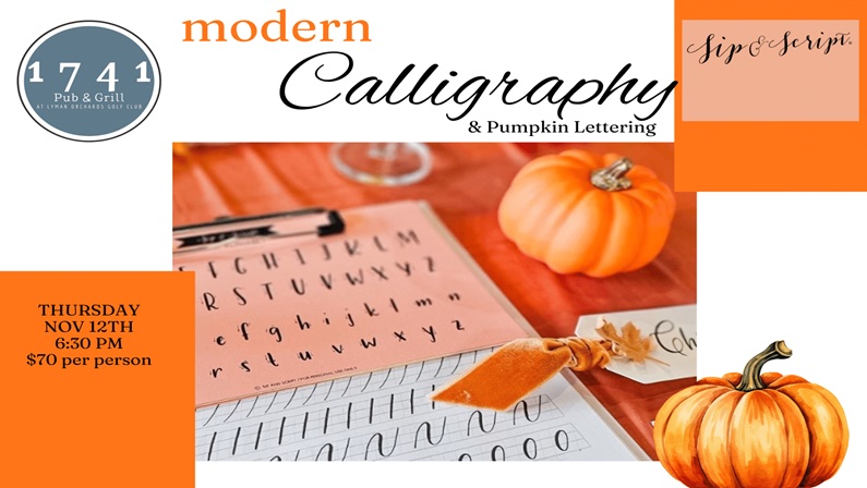 Modern Calligraphy & Pumpkin Lettering for Beginners at 1741 Pub & Grill